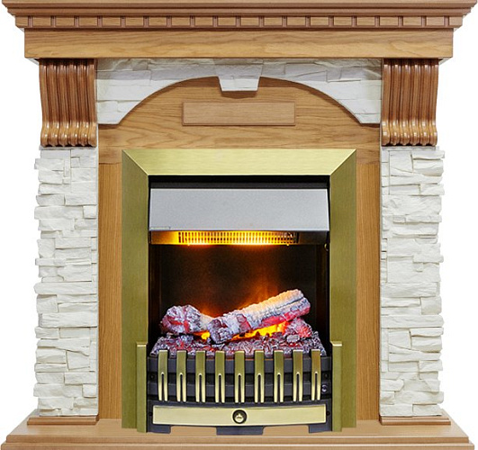 Dimplex Dublin очаг Danville Antique Brass FB2 темный дуб/сланец белый_1