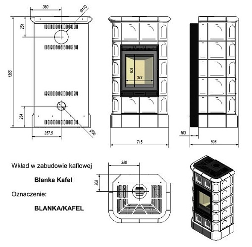 Печь-камин Blanka 8 kW stove крем_1