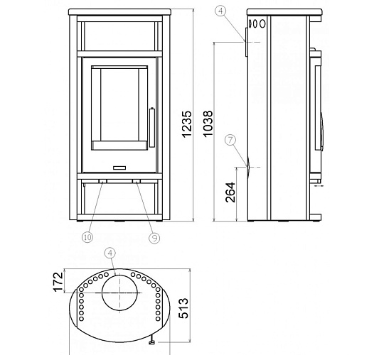 Печь-камин Polar 8 гранит кашмир_1